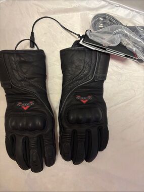VICTORY Women’s Heated Leather Motorcycle Gloves Black NWT